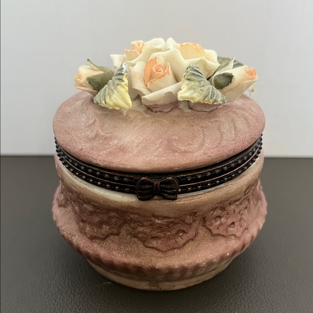 Limoges Porcelain with Raised Floral Trinket Box